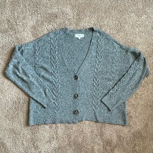 Pink Rose Cable Knit Cardigan Sweater